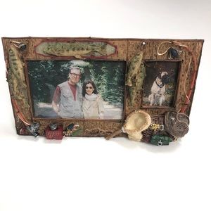 Fishing photo frame rustic decor new in box
